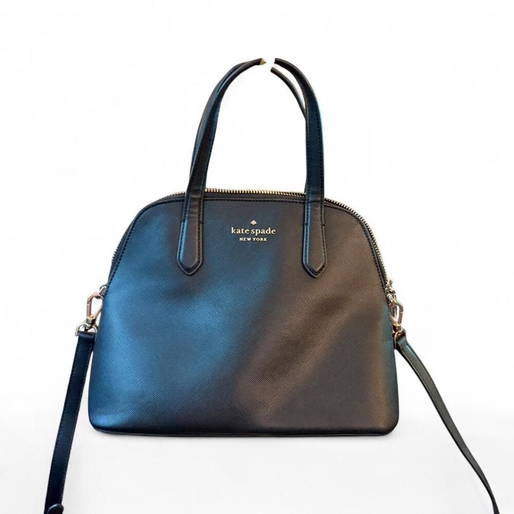 Kate Spade Black Saffiano Leather Dome Satchel Crossbody Bag